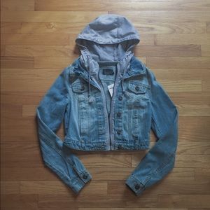 NWT Cropped Denim Jacket with Gray Hoodie